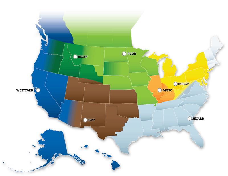 Map of DOE's Regional Carbon Sequestration Partnerships